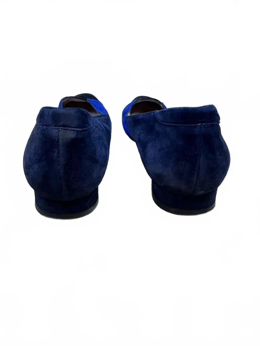 Beautifeel Colorblock Suede Pointed Toe Flats Navy Blue Y2K Vintage Style